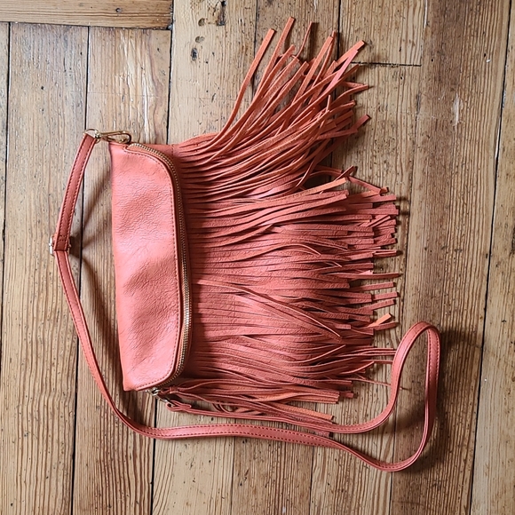 Mellow World Bags Mellow World Leather Crossbody Fringe Orange